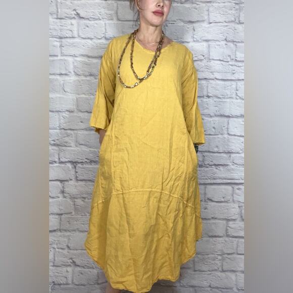 NWOT Paper Lace Linen Lagenlook Midi Dress - Picture 1 of 8